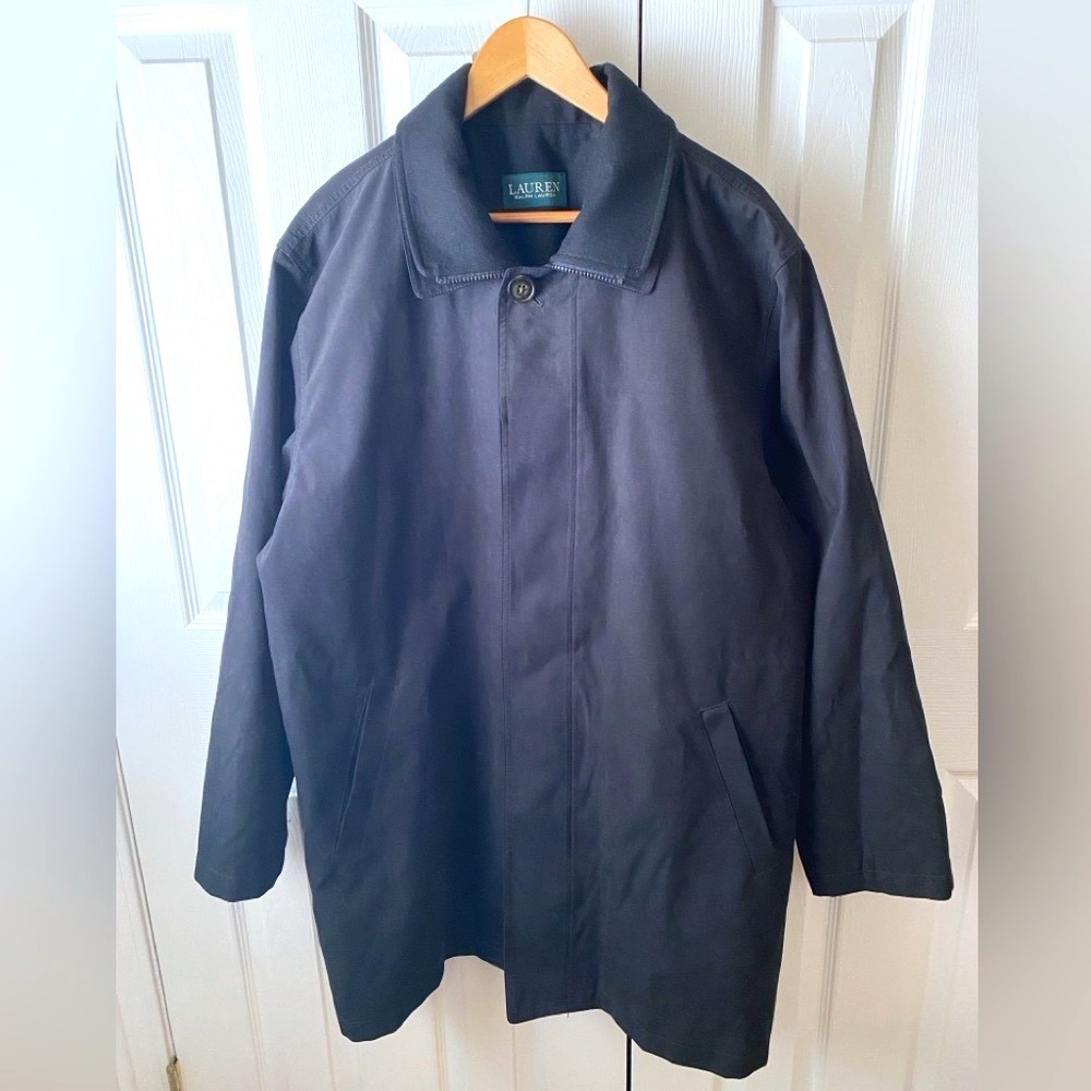 Lauren Ralph Lauren Edgar Black Double Collar Removable Lining Raincoat 44R (XL)